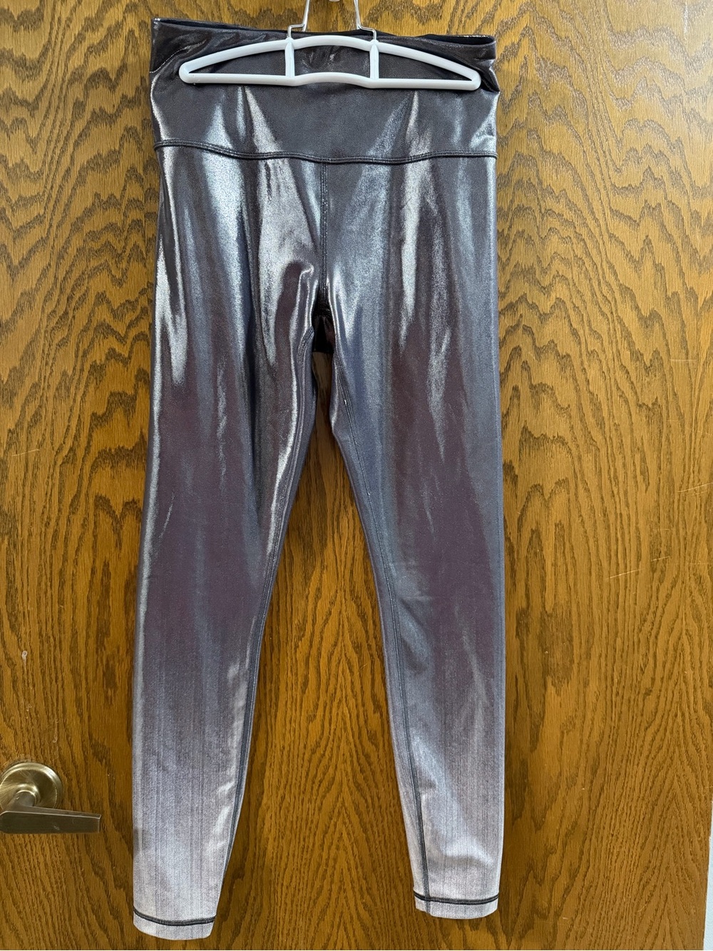 Athleta Elation Shine Leggings Women’s Small Metallic Silver Black